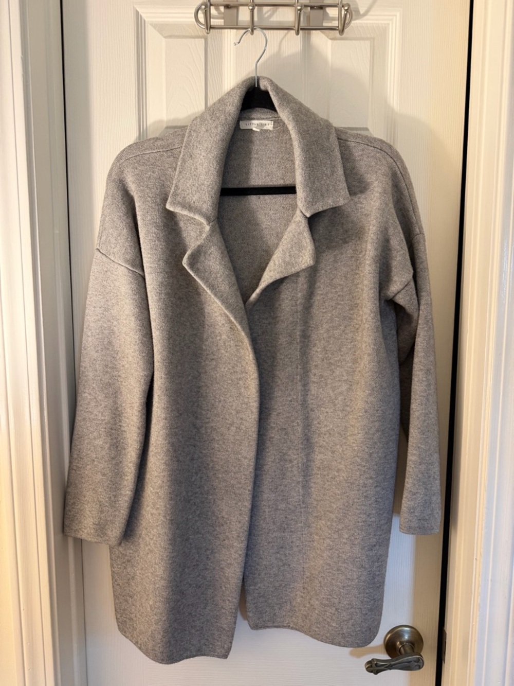 Light Gray Open-Front Wool-Blend Coatigan